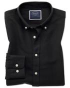  Classic Fit Black Cotton Linen Twill Casual Shirt Single Cuff Size Medium By Charles Tyrwhitt