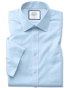  Classic Fit Non-iron Natural Cool Short Sleeve Sky Blue Cotton Dress Shirt Size 15.5/short By Charles Tyrwhitt