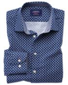 Charles Tyrwhitt Slim Fit Blue And White Geometric Print Cotton Casual Shirt Single Cuff Size Xs By Charles Tyrwhitt