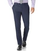 Charles Tyrwhitt Charles Tyrwhitt Airforce Blue Puppytooth Slim Fit Panama Business Suit Wool Pants Size W38 L38