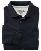 Charles Tyrwhitt Charles Tyrwhitt Classic Fit Navy Pique Long Sleeve Polo Shirt