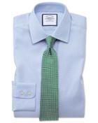  Classic Fit Non-iron Step Weave Sky Blue Cotton Dress Shirt French Cuff Size 17.5/34 By Charles Tyrwhitt