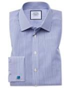 Charles Tyrwhitt Slim Fit Non-iron Bengal Stripe Navy Cotton Dress Shirt Single Cuff Size 14.5/33 By Charles Tyrwhitt