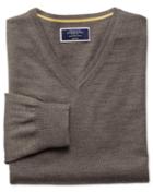Charles Tyrwhitt Mocha Merino Wool V-neck Sweater Size Medium By Charles Tyrwhitt