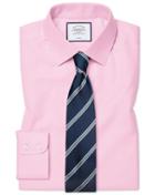  Classic Fit Pink Non-iron Twill Cotton Dress Shirt Single Cuff Size 15/35 By Charles Tyrwhitt