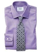  Extra Slim Fit Egyptian Cotton Royal Oxford Lilac Dress Shirt French Cuff Size 15.5/34 By Charles Tyrwhitt