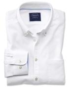 Charles Tyrwhitt Classic Fit Button-down Washed Oxford Plain White Cotton Casual Shirt Single Cuff Size Large By Charles Tyrwhitt