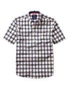 Charles Tyrwhitt Charles Tyrwhitt Slim Fit Multi Check Washed Favorite Navy And Yellow Short Sleeve Shirt