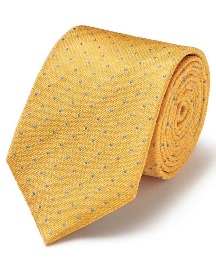  Yellow And Sky Silk Textured Spot Stain Resistant Classic Tie By Charles Tyrwhitt