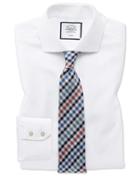  Slim Fit Non-iron White Oxford Stretch Cotton Dress Shirt Single Cuff Size 14.5/32 By Charles Tyrwhitt