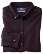  Wine Oxford Jersey Cotton Casual Shirt Size Medium By Charles Tyrwhitt