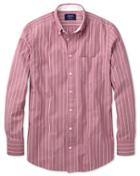 Charles Tyrwhitt Extra Slim Fit Magenta Stripe Washed Oxford Cotton Casual Shirt Single Cuff Size Large By Charles Tyrwhitt