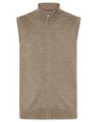  Mocha Merino Zip Through Gilet Size Large By Charles Tyrwhitt