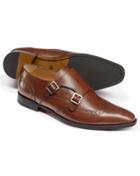  Chestnut Double Buckle Brogue Monk Shoes Size 11.5 By Charles Tyrwhitt