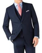 Charles Tyrwhitt Charles Tyrwhitt Indigo Blue Puppytooth Classic Fit Panama Business Suit Wool Jacket Size 36
