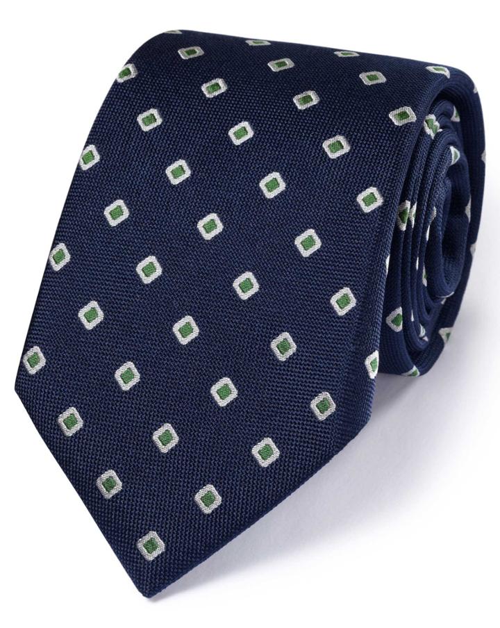  Navy Silk Classic Oxford Square Tie By Charles Tyrwhitt