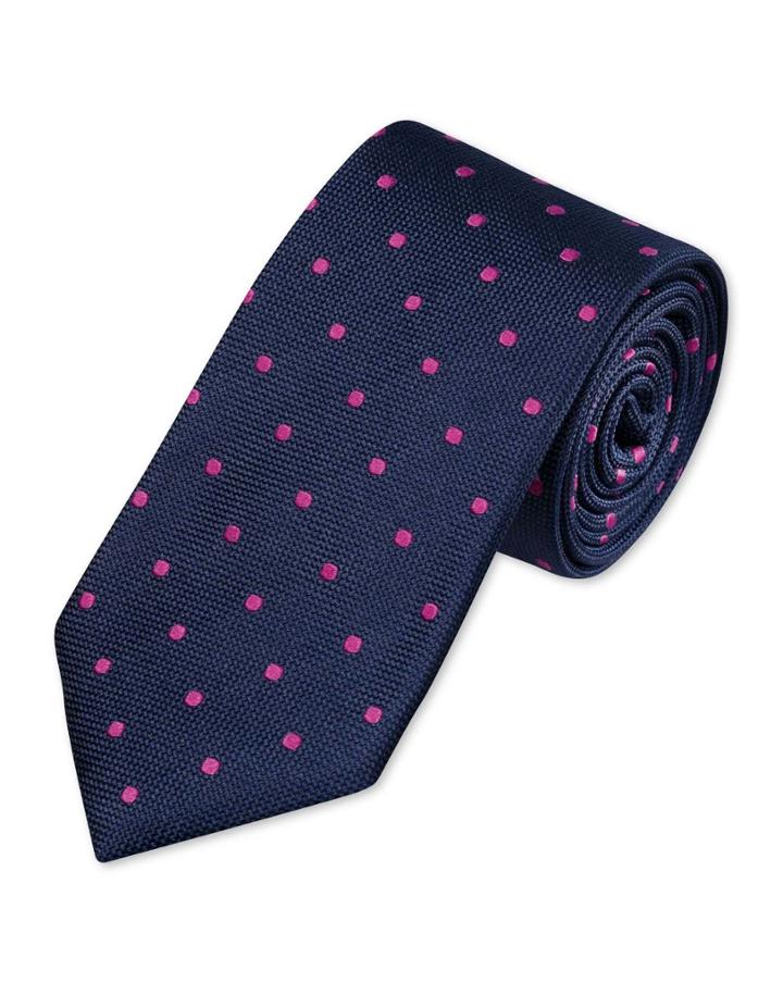 Charles Tyrwhitt Navy And Magenta Silk Classic Spot Tie By Charles Tyrwhitt