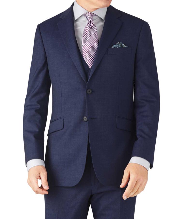 Charles Tyrwhitt Indigo Slim Fit End-on-end Business Suit Wool Jacket Size 40 By Charles Tyrwhitt