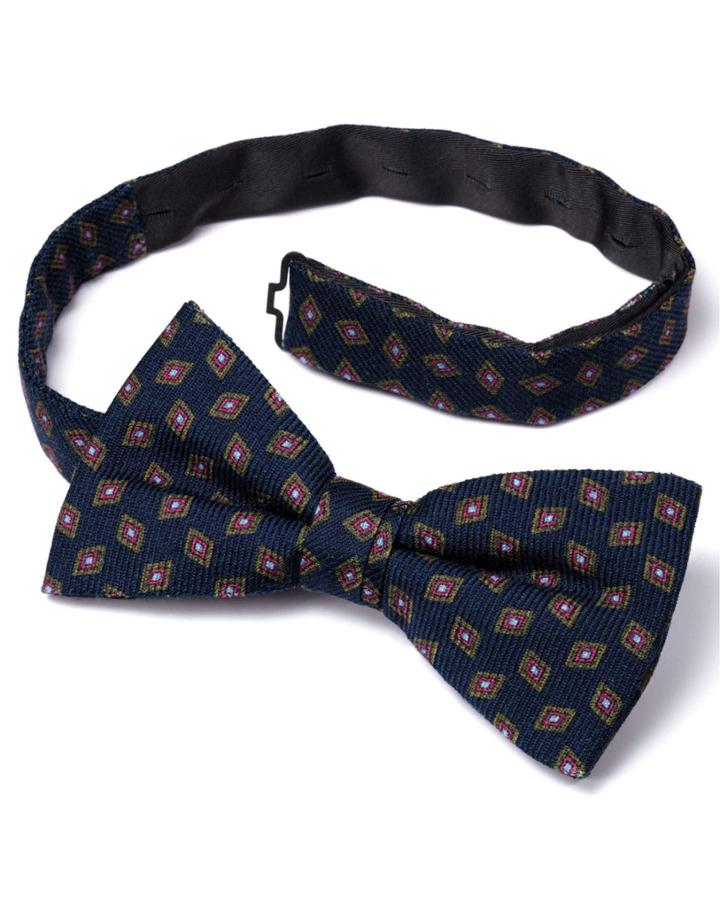 Charles Tyrwhitt Navy Silk Print Ready-tied Bow Tie By Charles Tyrwhitt