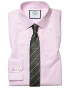  Extra Slim Fit Non-iron Dash Weave Pink Cotton Dress Shirt French Cuff Size 14.5/32 By Charles Tyrwhitt
