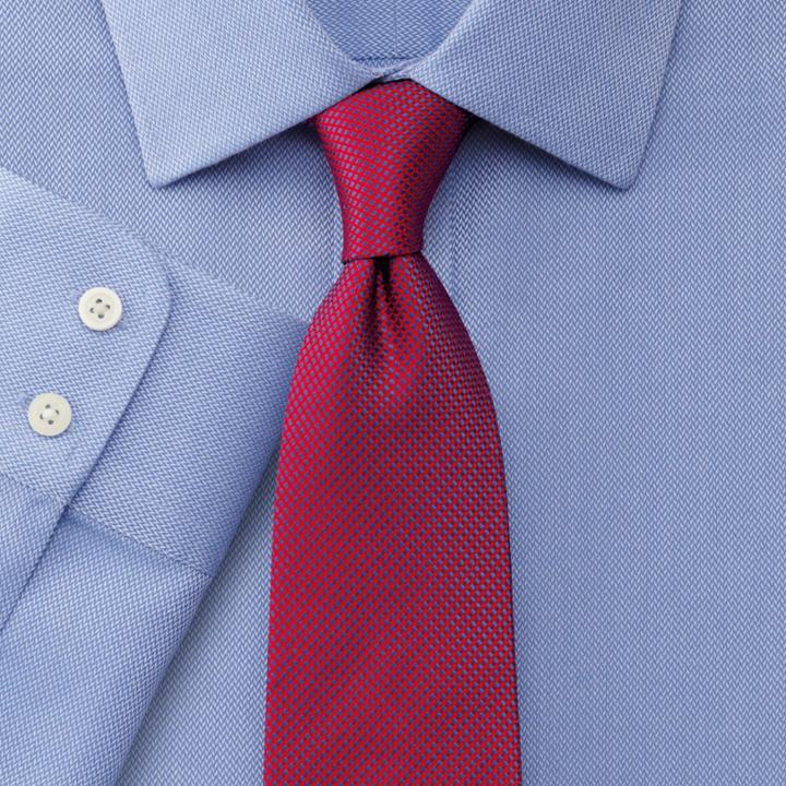 Charles Tyrwhitt Charles Tyrwhitt Slim Fit Non-iron Mini Herringbone Blue Shirt