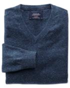 Charles Tyrwhitt Charles Tyrwhitt Indigo Cotton Cashmere V-neck Cotton/cashmere Sweater Size Large