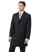  Charcoal Italian Wool And Cashmere Epsom Overwool/cashmere Coat Size 40 By Charles Tyrwhitt