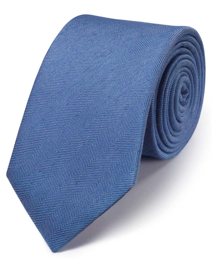 Charles Tyrwhitt Charles Tyrwhitt Sky Classic Herringbone Plain Tie