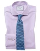  Slim Fit Non-iron Spread Collar Poplin Lilac Cotton Dress Shirt French Cuff Size 14.5/33 By Charles Tyrwhitt