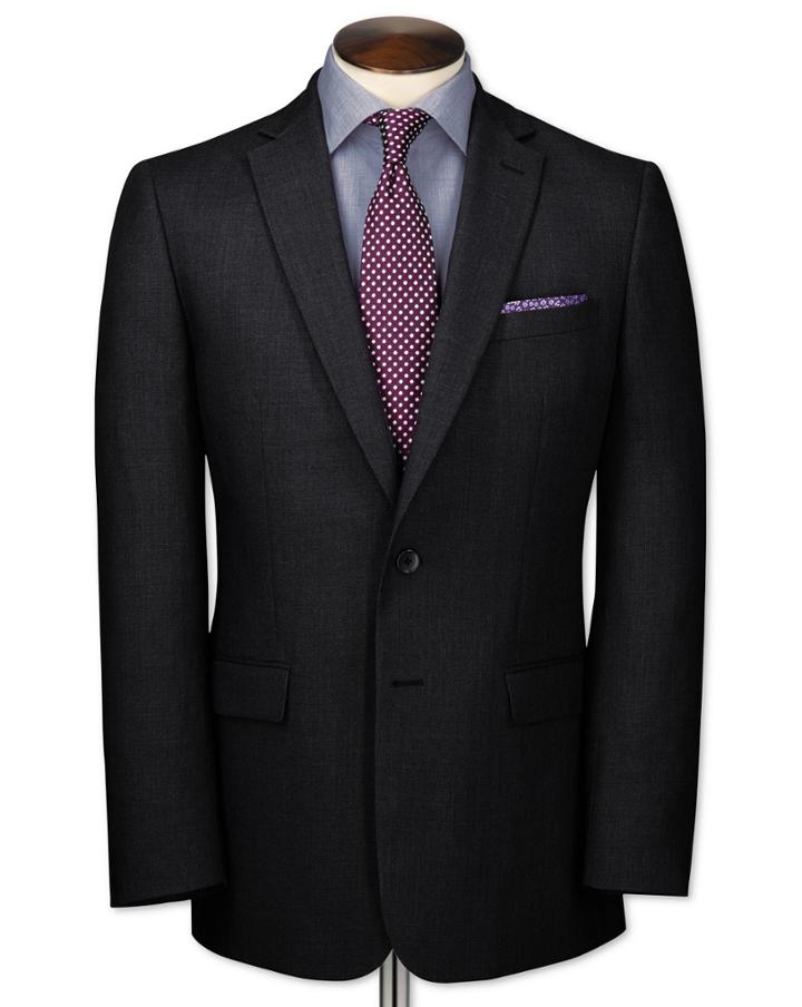  Charcoal Slim Fit Business Suit Wool Jacket Size 36 By Charles Tyrwhitt