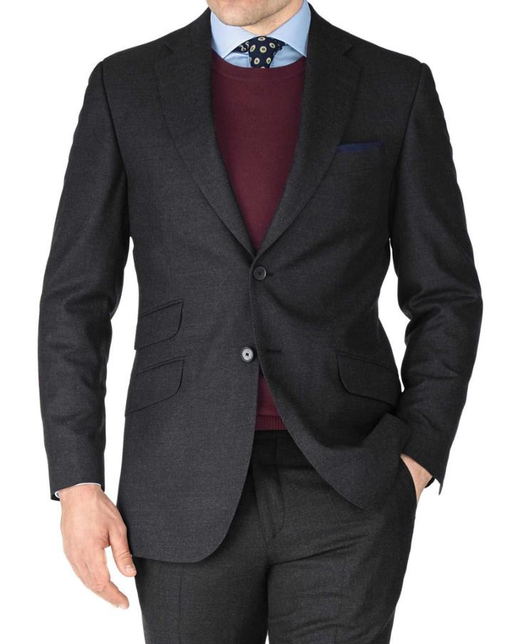 Charles Tyrwhitt Charles Tyrwhitt Charcoal Slim Fit British Serge Luxury Suit Wool Jacket Size 36