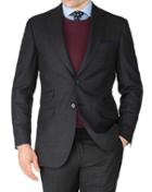 Charles Tyrwhitt Charles Tyrwhitt Charcoal Slim Fit British Serge Luxury Suit Wool Jacket Size 36