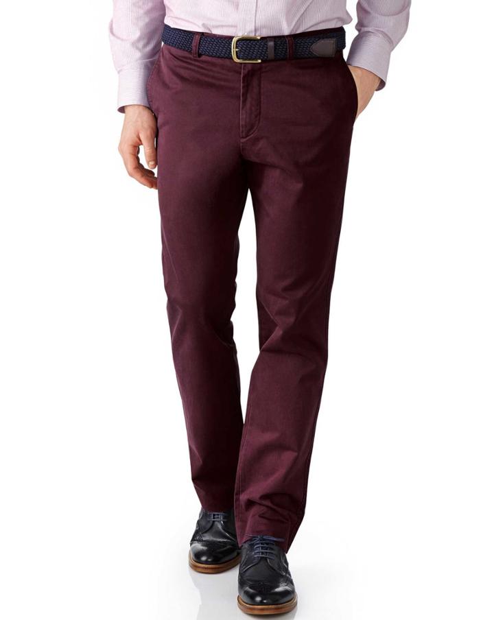 Charles Tyrwhitt Charles Tyrwhitt Wine Slim Fit Flat Front Cotton Chino Pants Size W30 L30