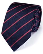 Charles Tyrwhitt Charles Tyrwhitt Navy And Coral Silk Classic Textured Stripe Tie
