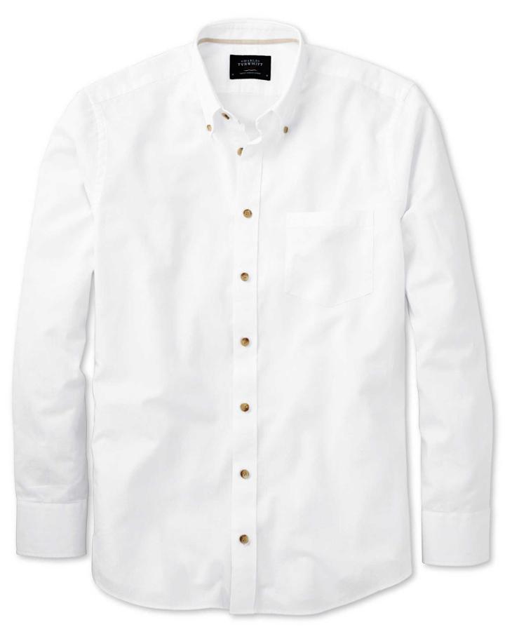 Charles Tyrwhitt Charles Tyrwhitt Slim Fit White Cotton Dress Shirt Size Large