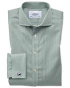 Charles Tyrwhitt Extra Slim Fit Spread Collar Non-iron Puppytooth Olive Cotton Dress Shirt French Cuff Size 15.5/34 By Charles Tyrwhitt