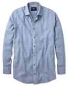 Charles Tyrwhitt Extra Slim Fit Mouline Mid Blue Textured Cotton Casual Shirt Single Cuff Size Large By Charles Tyrwhitt