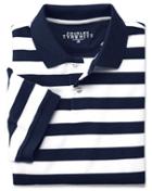 Charles Tyrwhitt Navy And White Stripe Melange Pique Cotton Polo Size Large By Charles Tyrwhitt