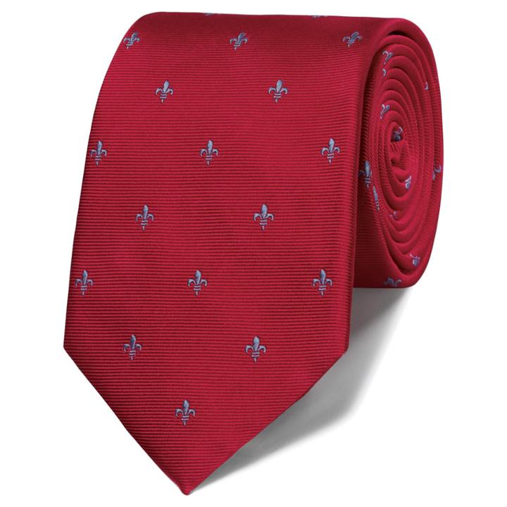 Charles Tyrwhitt Charles Tyrwhitt Classic Red And Sky Fleur De Lys Tie