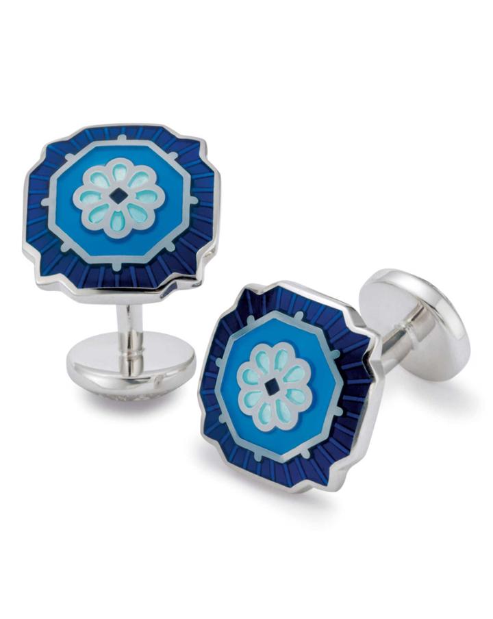  Blue Floral Enamel Cufflinks By Charles Tyrwhitt