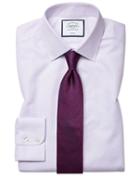  Slim Fit Non-iron Dash Weave Lilac Cotton Dress Shirt Single Cuff Size 14.5/33 By Charles Tyrwhitt