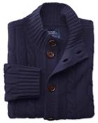 Charles Tyrwhitt Navy Lambswool Cable Cardigan Size Large By Charles Tyrwhitt