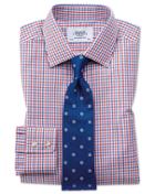  Extra Slim Fit Two Color Check Red And Blue Cotton Dress Shirt French Cuff Size 14.5/33 By Charles Tyrwhitt