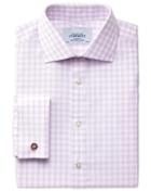 Charles Tyrwhitt Charles Tyrwhitt Classic Fit Semi-cutaway Collar Textured Gingham Check Lilac Shirt