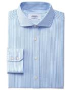 Charles Tyrwhitt Slim Fit Spread Collar Non-iron Royal Oxford Sripe Sky Blue Cotton Dress Casual Shirt Single Cuff Size 15.5/33 By Charles Tyrwhitt