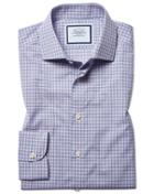  Classic Fit Peached Egyptian Cotton Pink And Blue Check Dress Shirt Single Cuff Size 15.5/33 By Charles Tyrwhitt