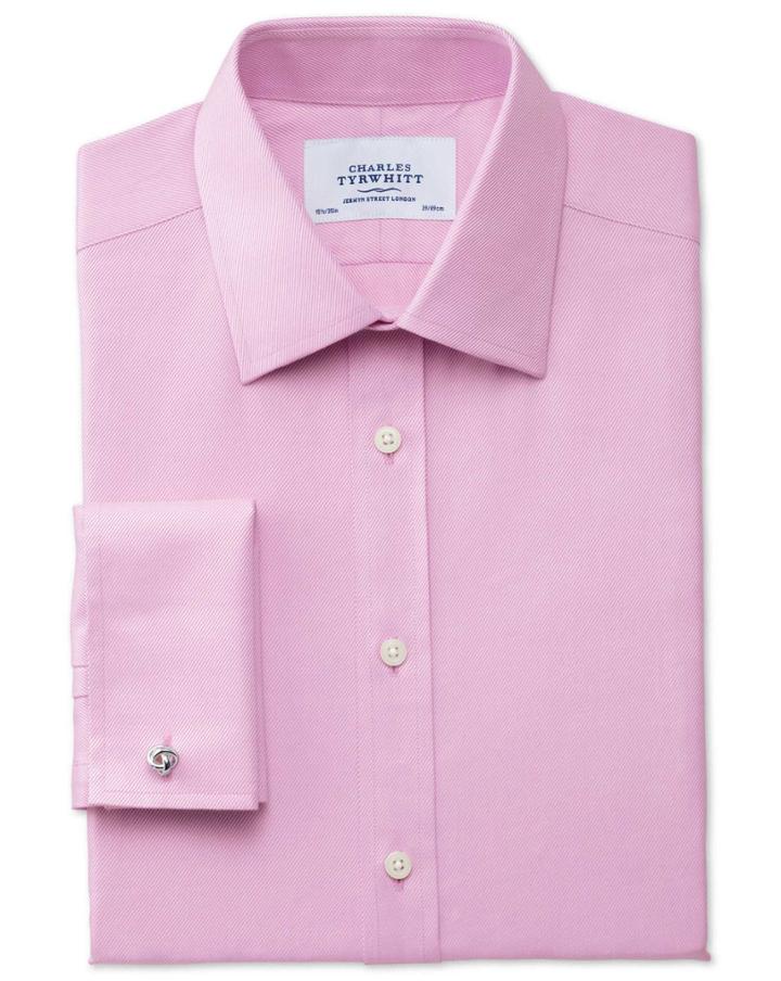 Charles Tyrwhitt Charles Tyrwhitt Extra Slim Fit Egyptian Cotton Cavalry Twill Pink Dress Shirt Size 14.5/32