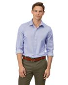  Extra Slim Fit Sky Blue Grid Texture Soft Wash Textured Cotton Casual Shirt Single Cuff Size Small By Charles Tyrwhitt