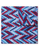  Blue And Red Multi Chevron Print Silk Pocket Square By Charles Tyrwhitt