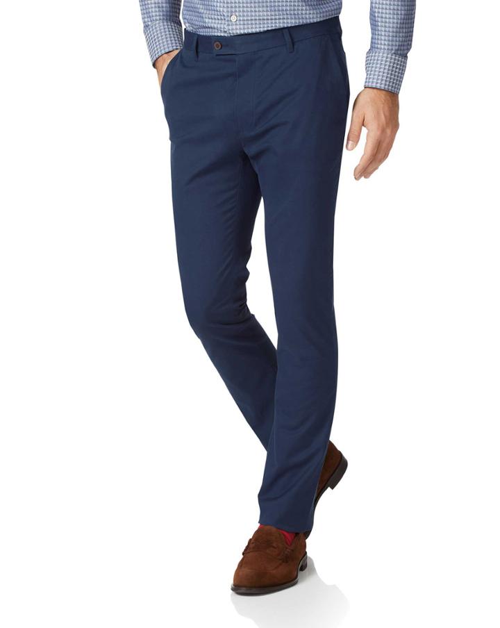  Dark Blue Extra Slim Fit Stretch Cotton Chino Pants Size W30 L32 By Charles Tyrwhitt